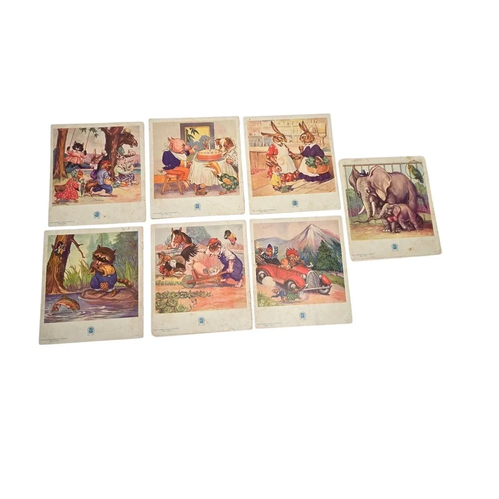 Vintage 1938 Funny Farm Friends Complete 7 Book Lot #450-456 Linenette